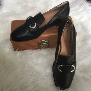 Corso Como Clarrah black leather buckle loafers. Size 7.5